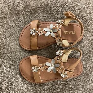 Place Kids Brown and Cream Floral Sandals